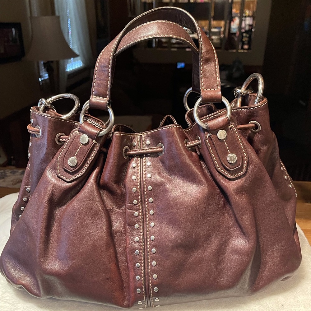 🤎Michael Kors Studded Uptown Chained Astor (RARE) Chocolate Brown - Picture 1 of 16